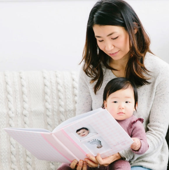 Pearhead Linen Baby Memory Book - Pink Linen