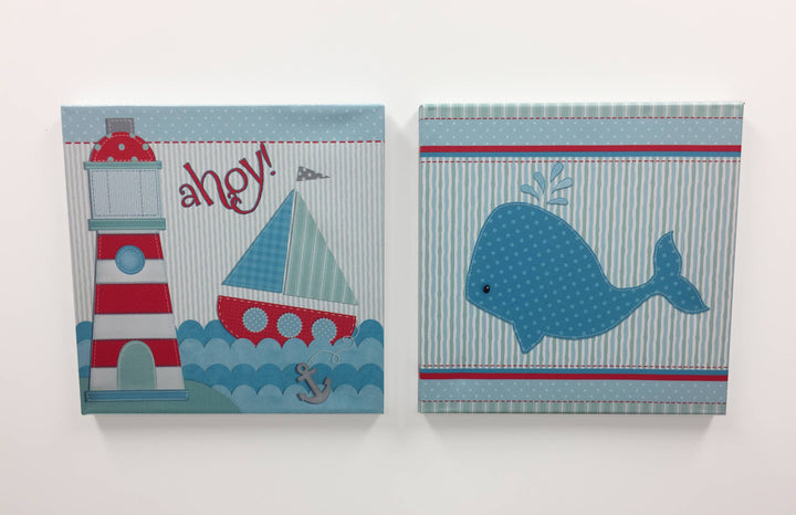 2 Piece Ahoy Canvas Wall Art Set