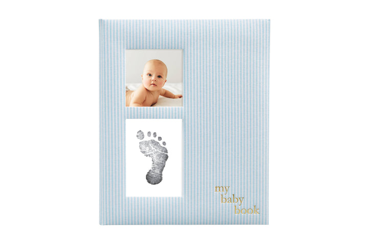 Seersucker Baby Book and Clean-Touch Ink Pad, Blue