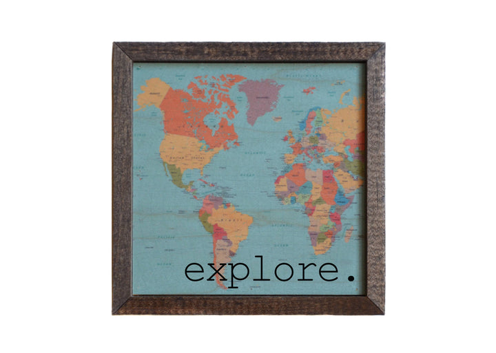 6X6 Explore Map Print Tabletop Sign