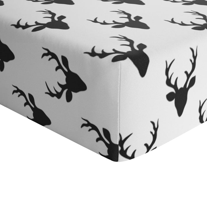 Black and White Buck Crib Sheet